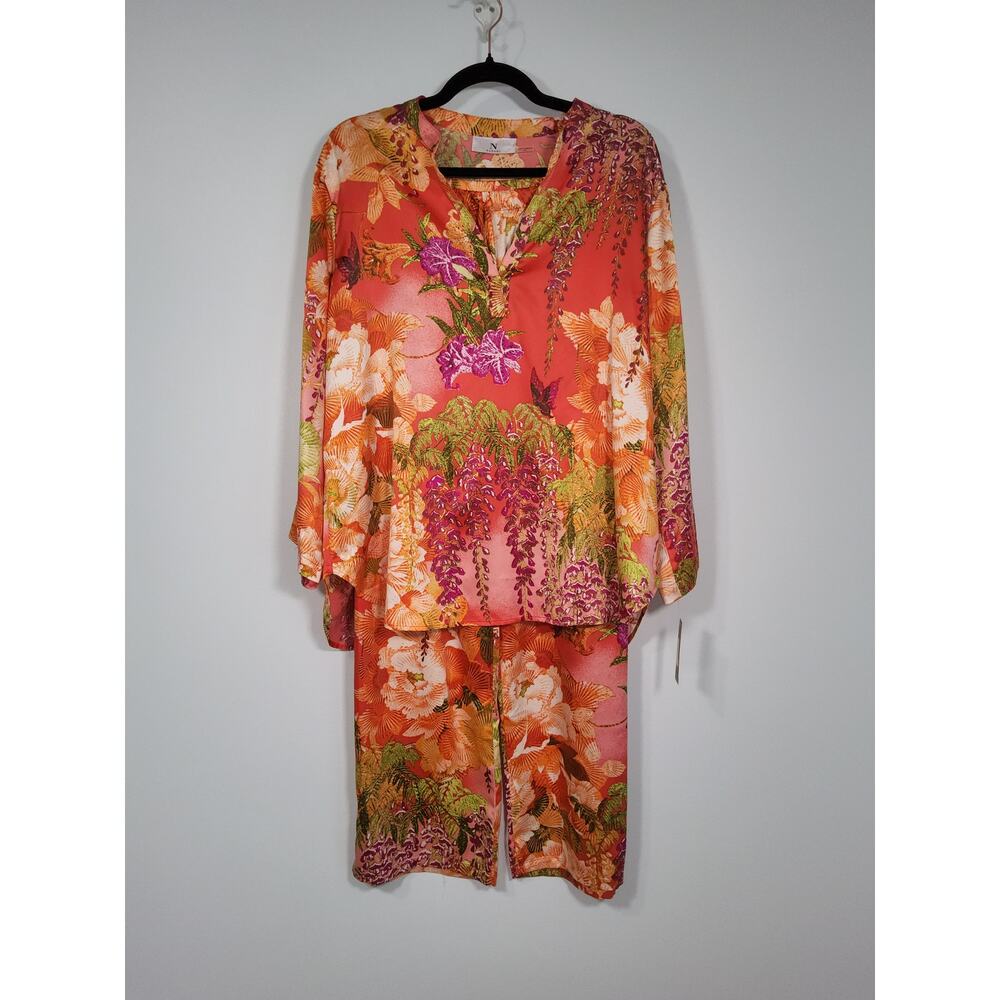 Natori NWT Floral Pajama Set XL Pink Orange Lounge